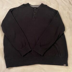 Eddie Bauer Black Henley-Style Crewneck Sweater (3XLT)